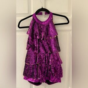 Sparkling Purple Sequin Kids Dance Costume